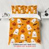 3-piece Halloween themed cute ghost pattern printed down duvet cover (1 piece set+2 pillowcases, no core) couple bedding set