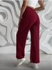 Women's Ribbed Elastic Waistband Casual Wide-Leg Jogging Pants
