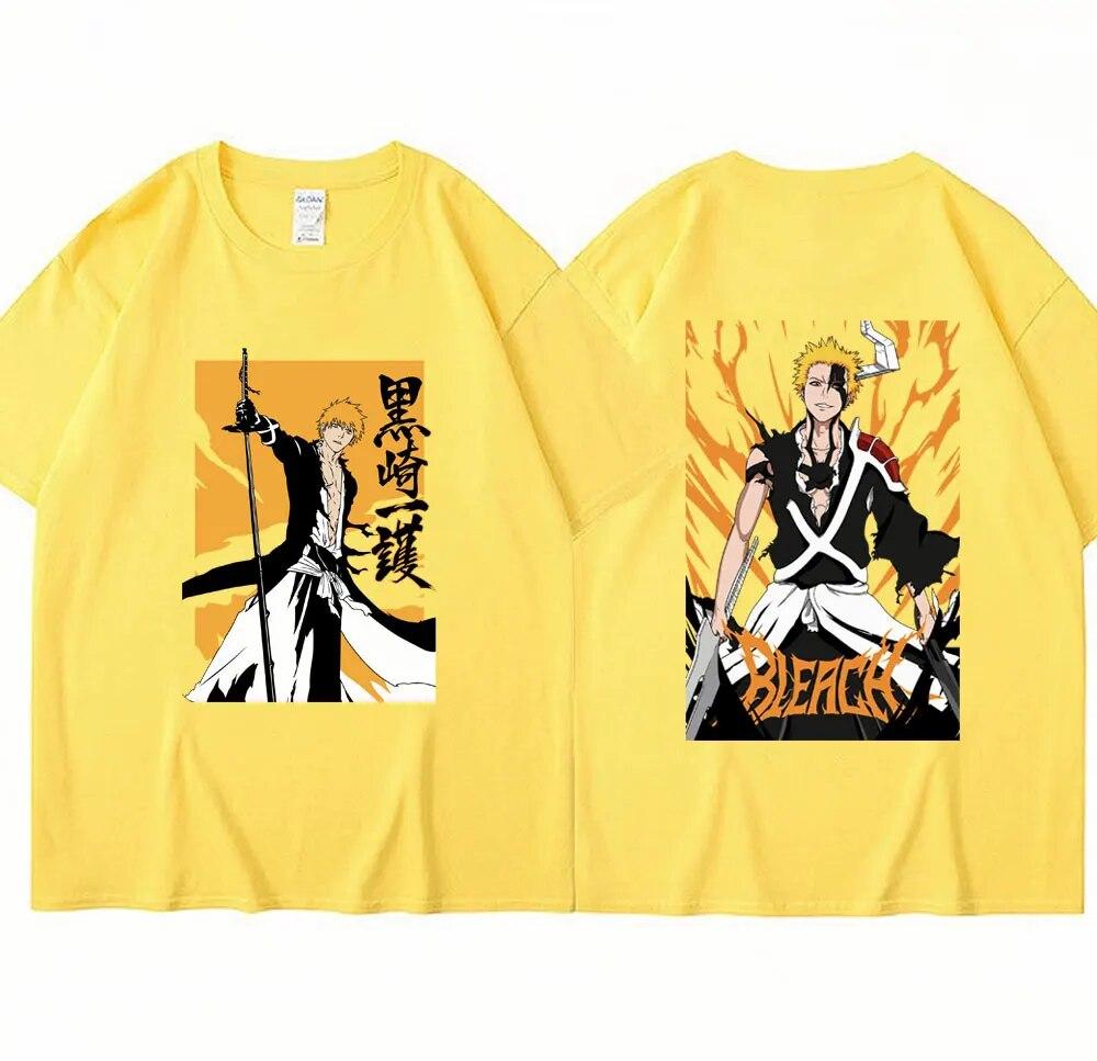 Japan Anime Bleach Kurosaki Ichigo T Shirt Unisex Women Fashion Oversized T-shirt Harajuku Short Sleeve Hip Hop T-shirts Streetwear