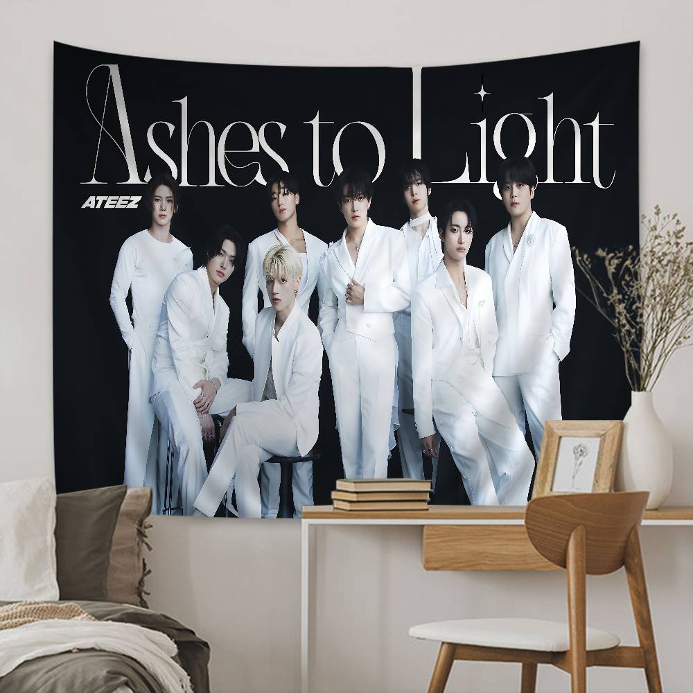 1pc Classic KPOP Hot Aateez Singer Hippie Wall Hanging Tapestries Art Science Fiction Room Home Decor Kawaii Room Decor