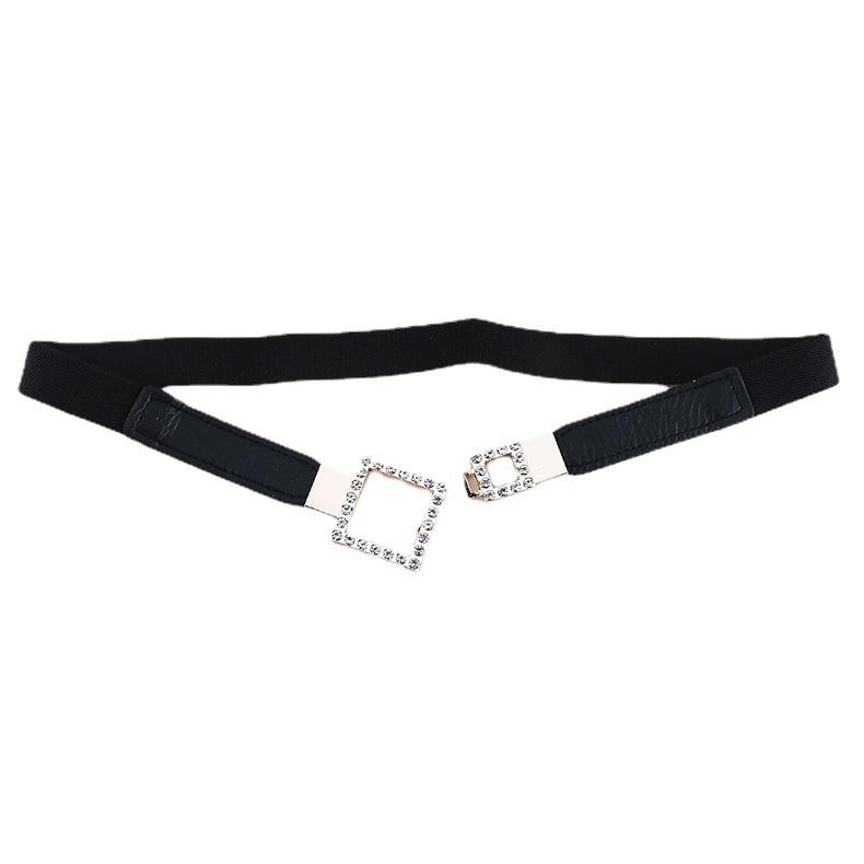 French Single Product Korean Style Temperament Retro Rhinestone Buckle Waist Seal Sweater Jacket Hook Belt Elastic Elastic Belt Women