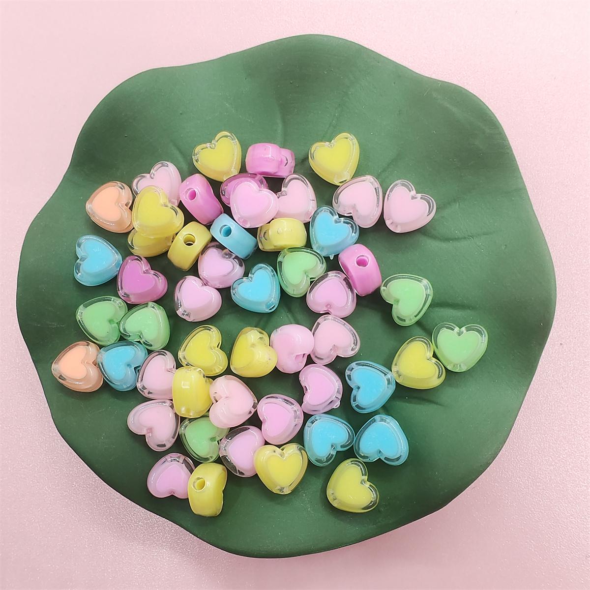 

100 шт. акриловые бусины в форме сердца, бусины-разделители, браслет для изготовления ювелирных изделий, сделай сам, ручная работа, 7 мм, сэндвич, красочное свободное ожерелье, прозрачное разноцветный