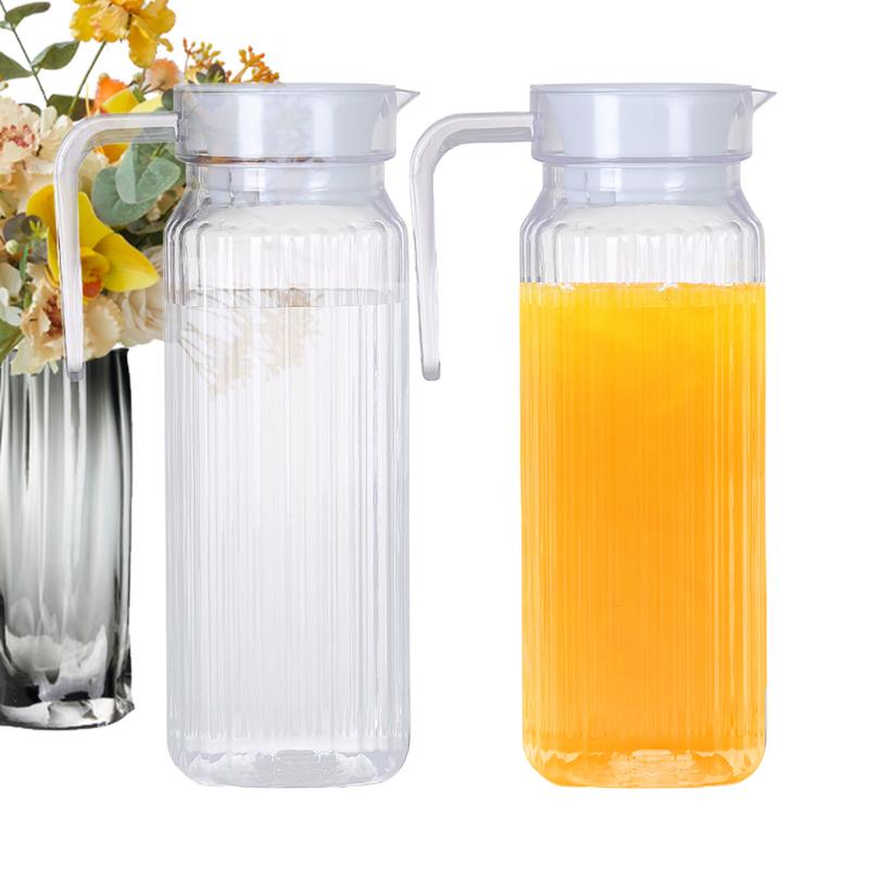 Cold Water Bottle Acrylic Transparent Juice Bottle Ice Cold Juice Jug with Lid Shatterproof for Bar Home Restaurant Coffee Shop