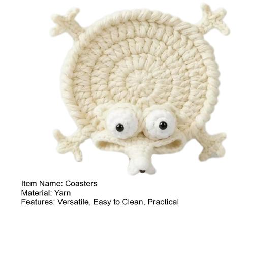 Hand-Crocheted Fun Squirrel Coasters Cute Knitted Cotton Drink Mats Heat-Resistant & Absorbent Insulated Coffee Cup Mats Charming Desk Decor Novelty