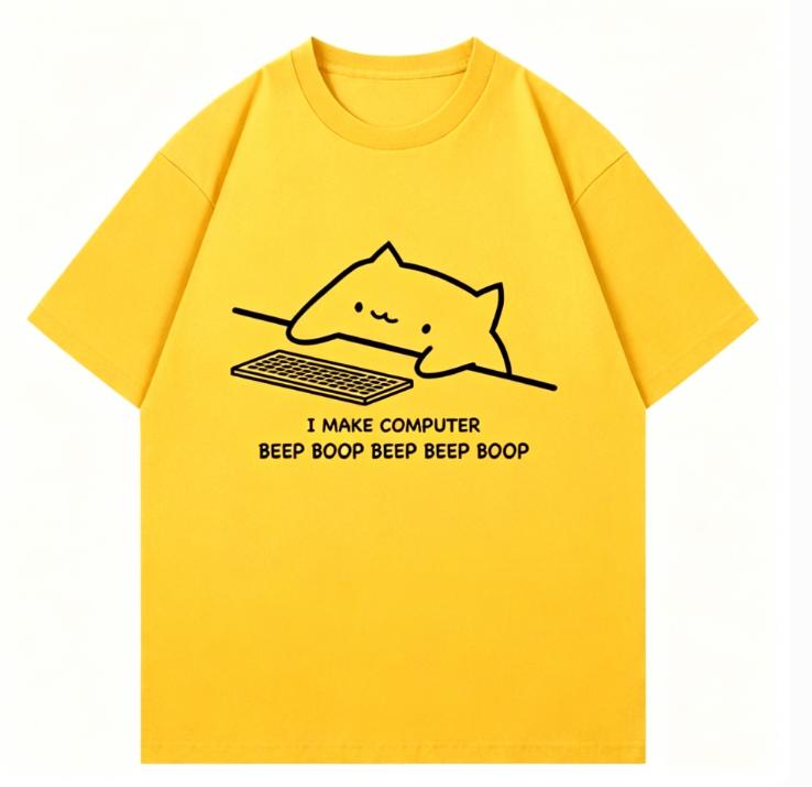 Summer Unisexs Pure Cotton ShortSleeved Shirt with Fun IT Cat Print Short Sleeve Lazy Tshirt Moisture Wicking Graphic T Shirts