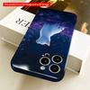 2DFlat Starry Night Cat In Purple Flowers All Inclusive Film Hard iPhone Case, Compatible with iPhone 18 Pro Max 17 16 15 14 13 12 11