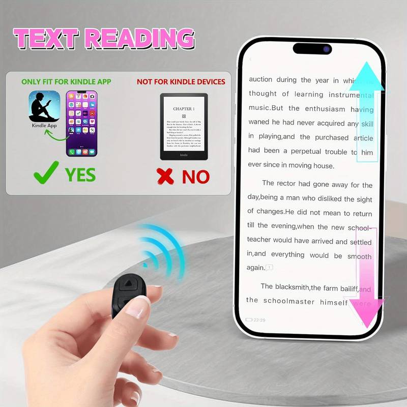 Tiktok BT Smart Scrolling Ring Remote Page Turner with Cell Phone Stands Wireless Camera Shutter Selfie Button - for iPhone iPad Android (Black)