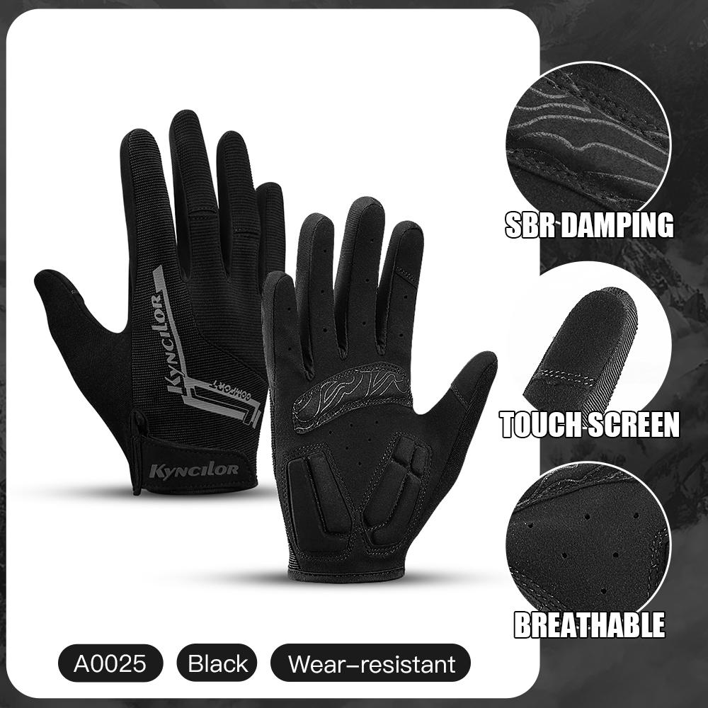Outdoor Use Athletic Biking Gloves Microfiber Wear Resistant Anti-sweat Slip Breathable Touchscreen MTB Motorbike Gloves Men Black