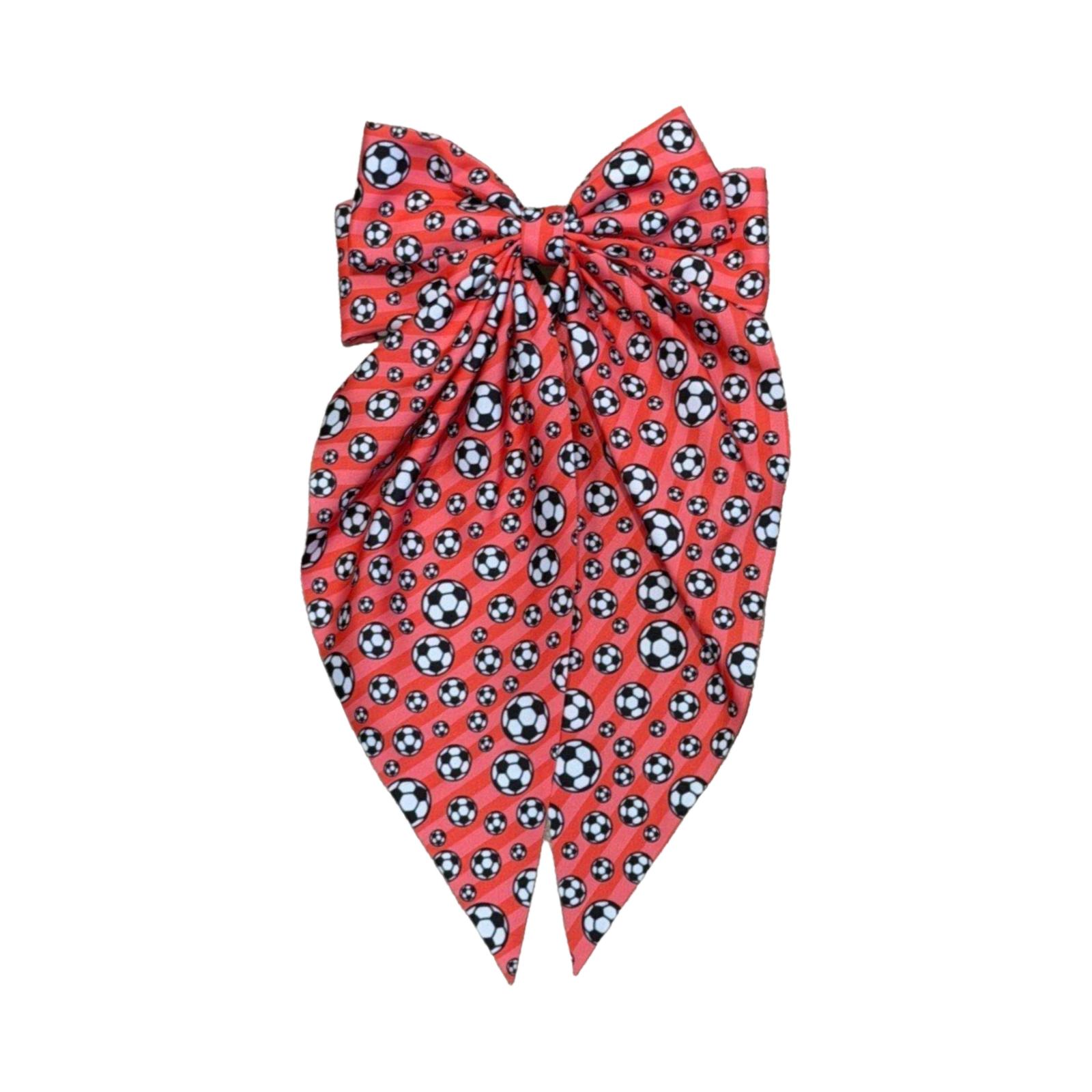 

Large Soccer Print Bow Fabric Hair Clip Spring Clip for Back of Head Versatile Sport Style Hair Accessory Wholesale One Size