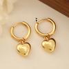 GEMCHIC Women's Retro Minimalist Heart Earrings 3D Gold Plated Copper Hoop Drop Jewelry