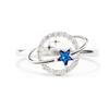 Adjustable Zirconia Ring with Blue Diamond Star Design