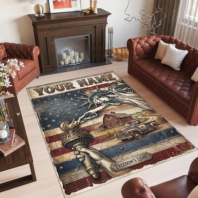 Truck Theme Crystal Velvet Rug Personalized Custom Name Text Soft Floor Mat Home Decor