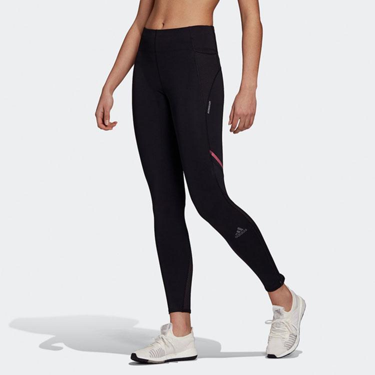 Adidas Logo Reflective Moisture-Wicking Tight Running Pants Women bottoms Black FM7633