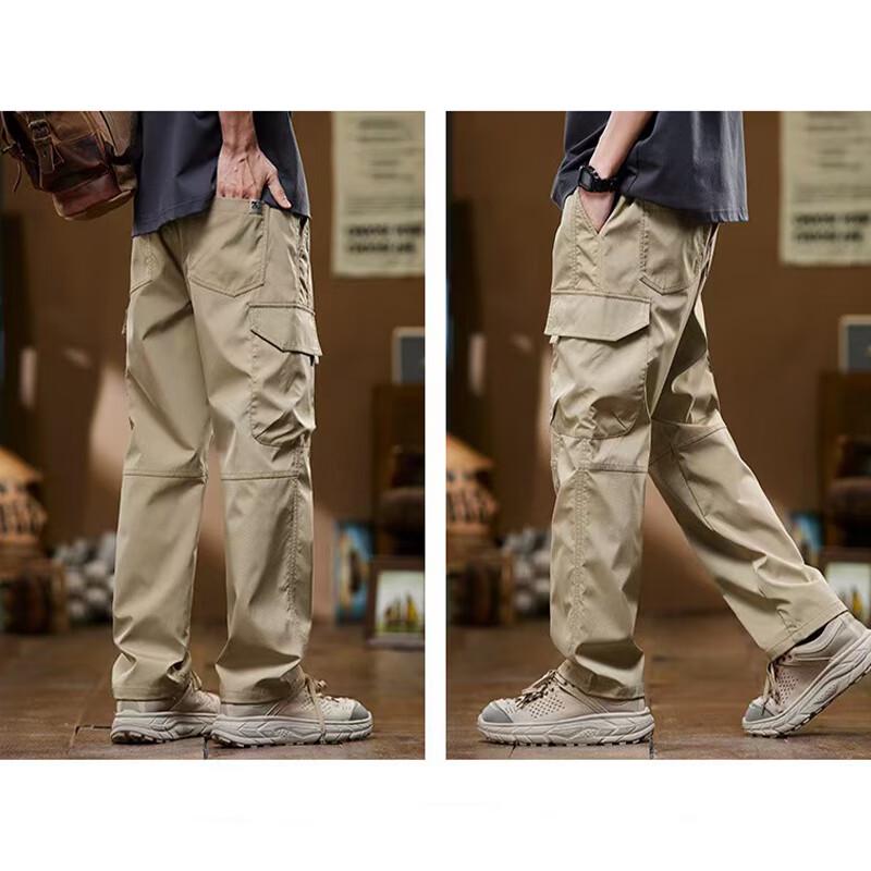 Raphenny Men's Casual Loose Straight-Leg Workwear Cargo Pants
