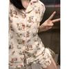 Cute Bear Pajamas Women's Summer Short-sleeved Shorts Crew Neck Set, Student Dormitory Can Wear Loungewear Two-piece Set
