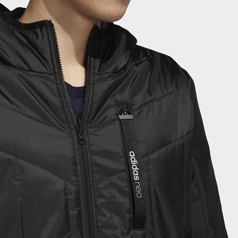 Adidas Logo Print Gerade Geschnittene Warme Baumwolljacke Herrenjacke Schwarz EI4415