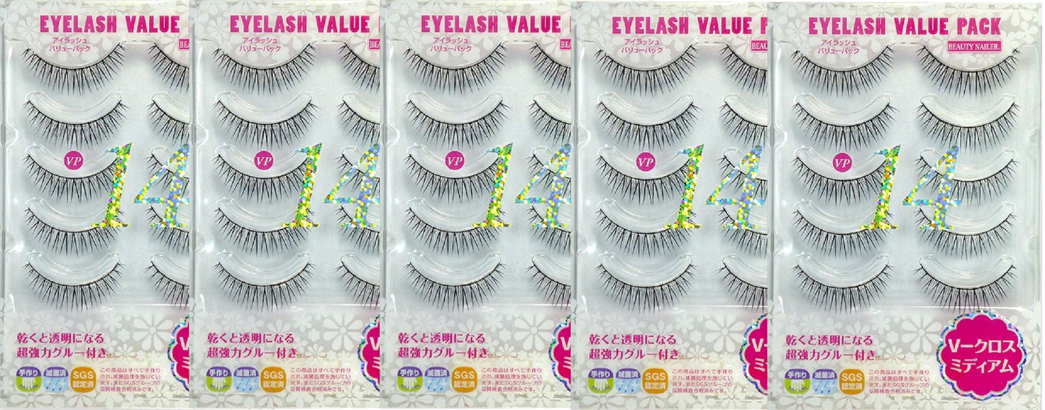 

Beauty Nailer Eyelash Value Pack Value Set of 5 (V-Cross Medium) VP-14x5