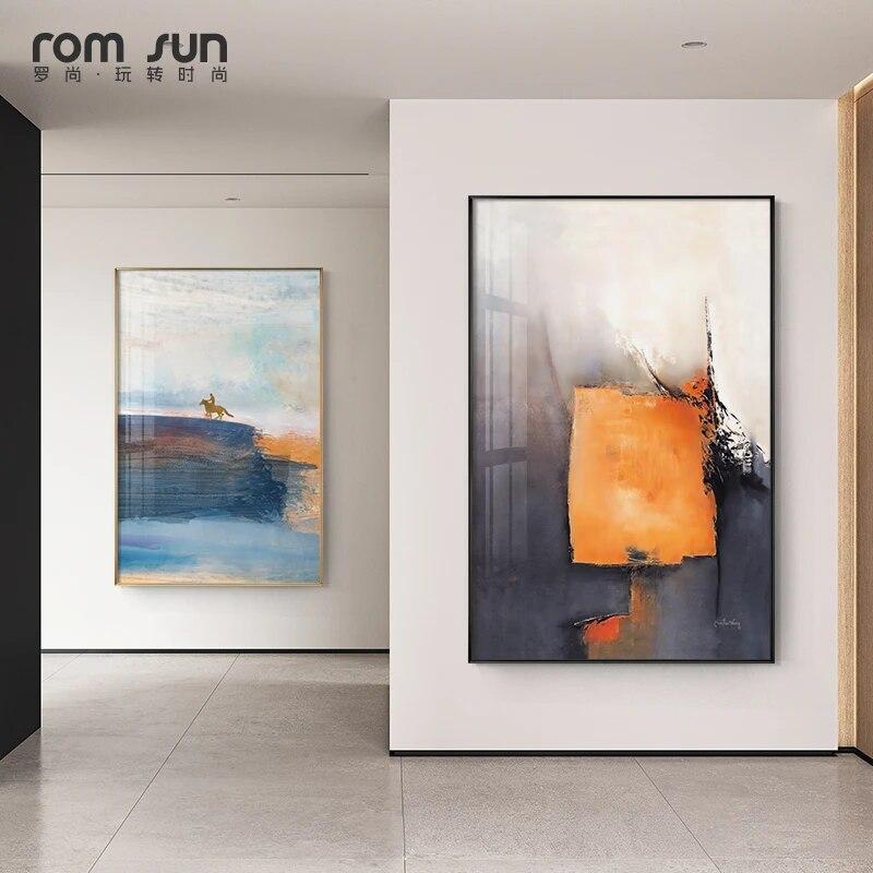 Abstract Landscape Wall Art Canvas Painting Gold Foil Horse Poster Print Nordic Modern Wall Pictures for Living Room Home Decor
