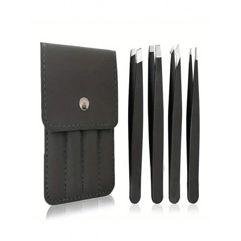 4pcs/Set Eyebrow & Eyelash Tweezer Grooming Kit, Professional Beauty Tools For Eyebrow & Eyelash Shaping, Makeup Accessories,Tweezers