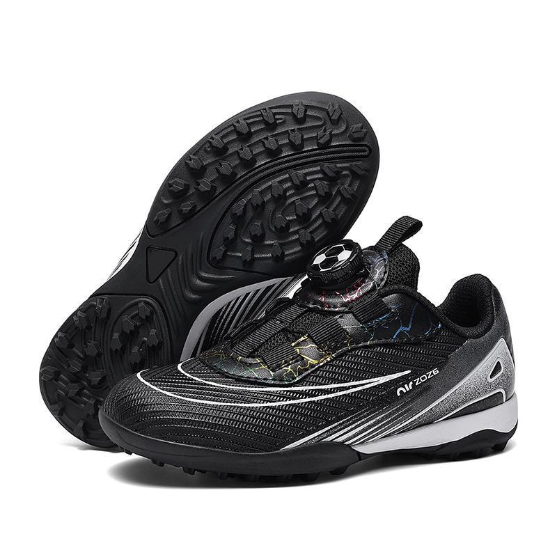 Unisex Youth Rotating Buckle Leather Football Training Shoes with Studs