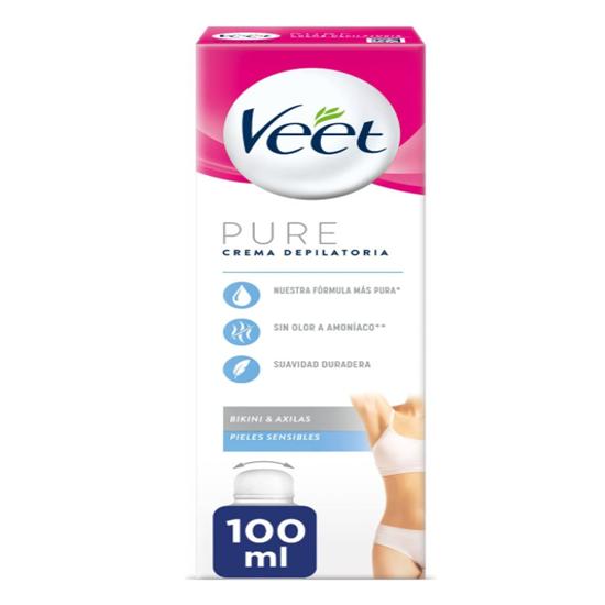 Veet Bikini y Axilas Crema Depilatoria Zonas Sensibles Roll-On 100ml
