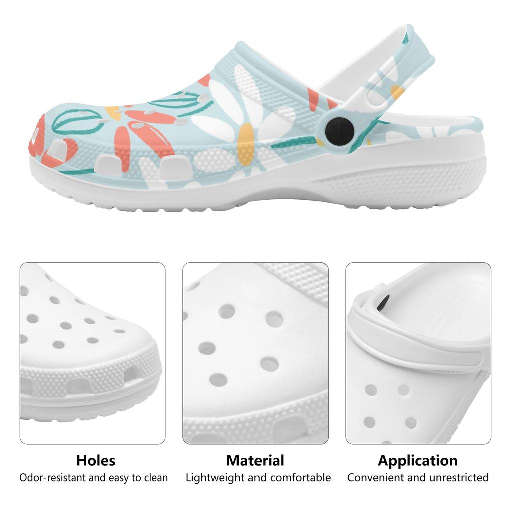 Printed EVA Clogs Slippers for Women Men Easy Clean Lightweight Slip On Casual Sandals Lightweight Soft Sole Summer Daily Wear