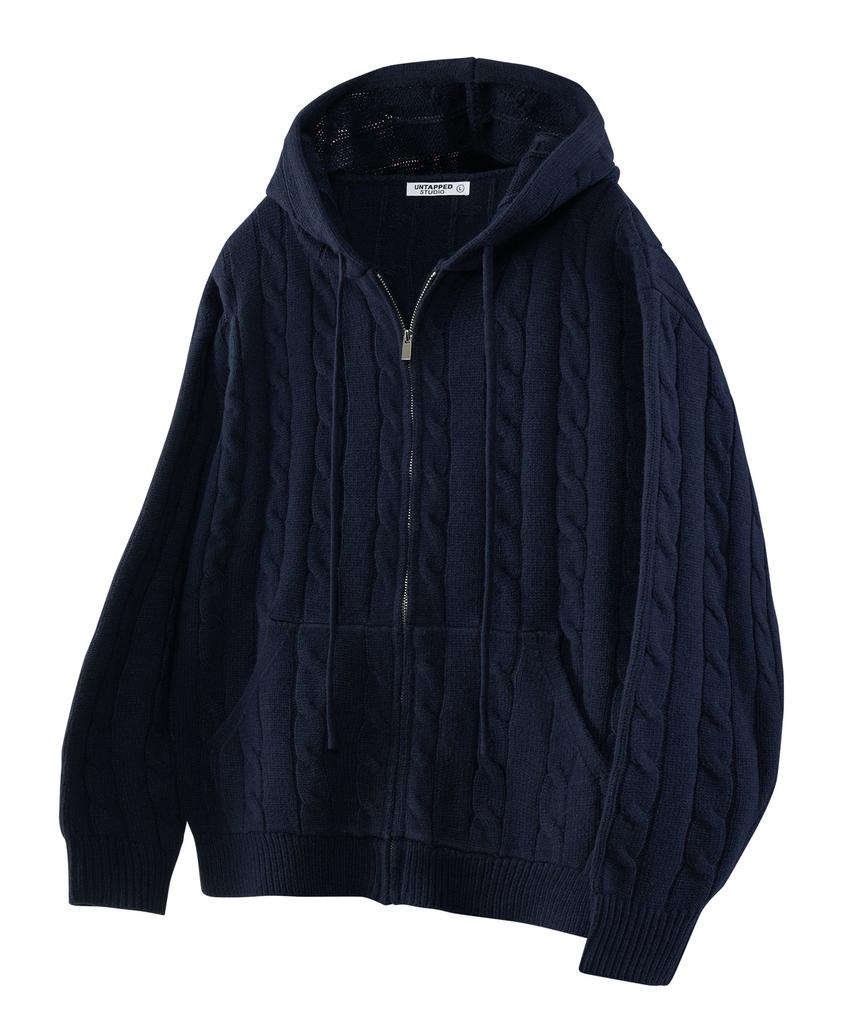Untapped Studio Oversized Cable Knit Zip-Up Hoodie 3 Colors