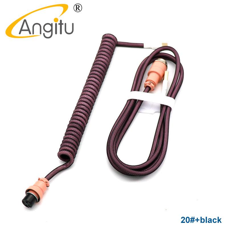 Angitu Premium Customized Mechanical Keyboard Data Cable USB Type C Aviator Cable With 0B/CY8/GX16 Colored Connector