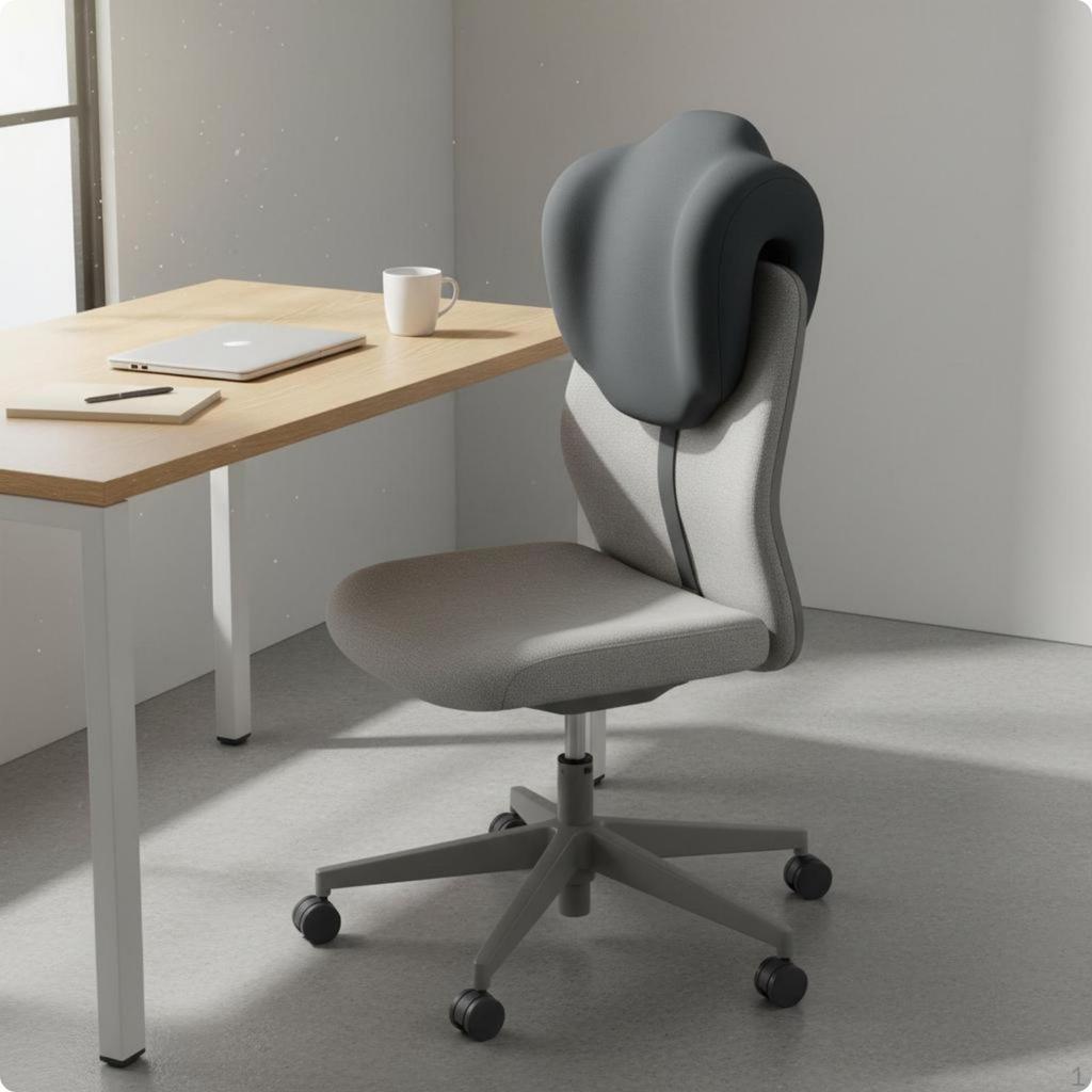 Office Chair Headrest Ergonomic Neck Pillow for Rest Break, Workstation Gentleman Gray