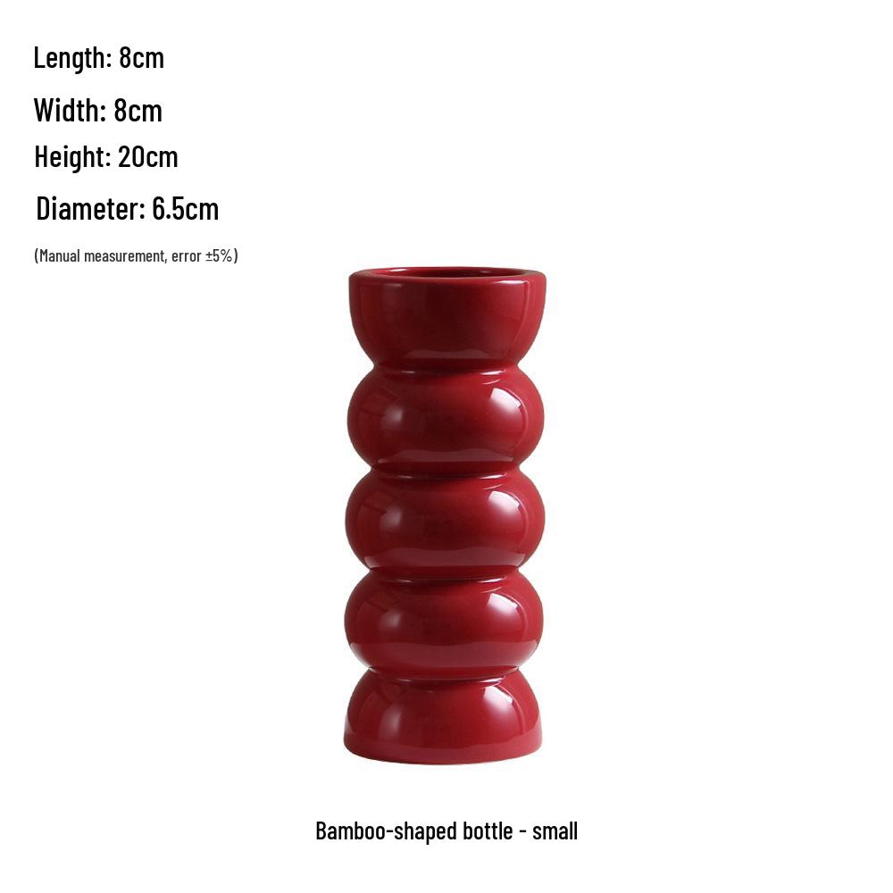 Čínská červená keramická váza ze poloviny století - Novoroční speciální ozdoba pro obývací pokoj nebo svatební aranžmá ze sušených květin