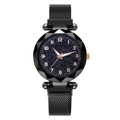 Orologio analogico al quarzo da donna con quadrante rotondo stellato in acciaio inossidabile con cinturino magnetico