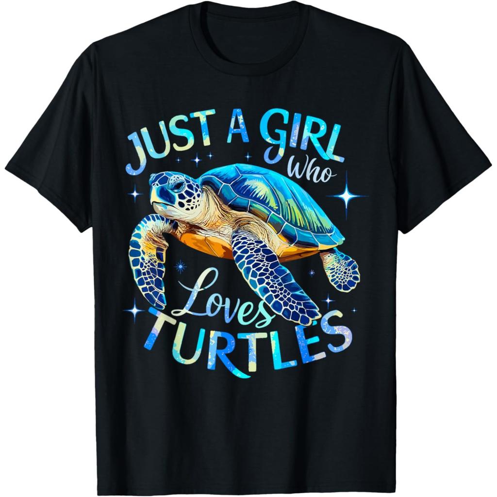 Sea Turtle Just a Girl Who Loves Turtles Meme T Shirts Men Humor Streetwear Tee Shirt Short Sleeve Unisex Loose Clothing