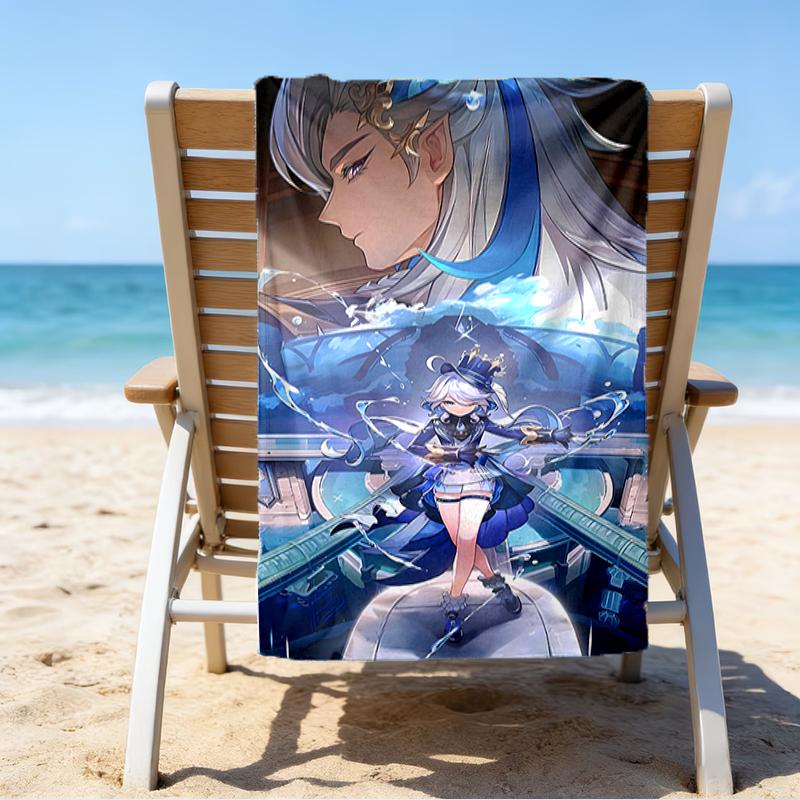 Proof Beach Towel with a Genshin Impact Navelette Pattern - Soft,absorbent,quick-drying,machine Washable - Perfect for Swimming,camping,bathing