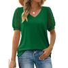 Elegant Jacquard Splicing Lace Short Sleeve Women T-Shirt Summer V Neck Casual Loose Tees Female Comfortable Office Commuter Top