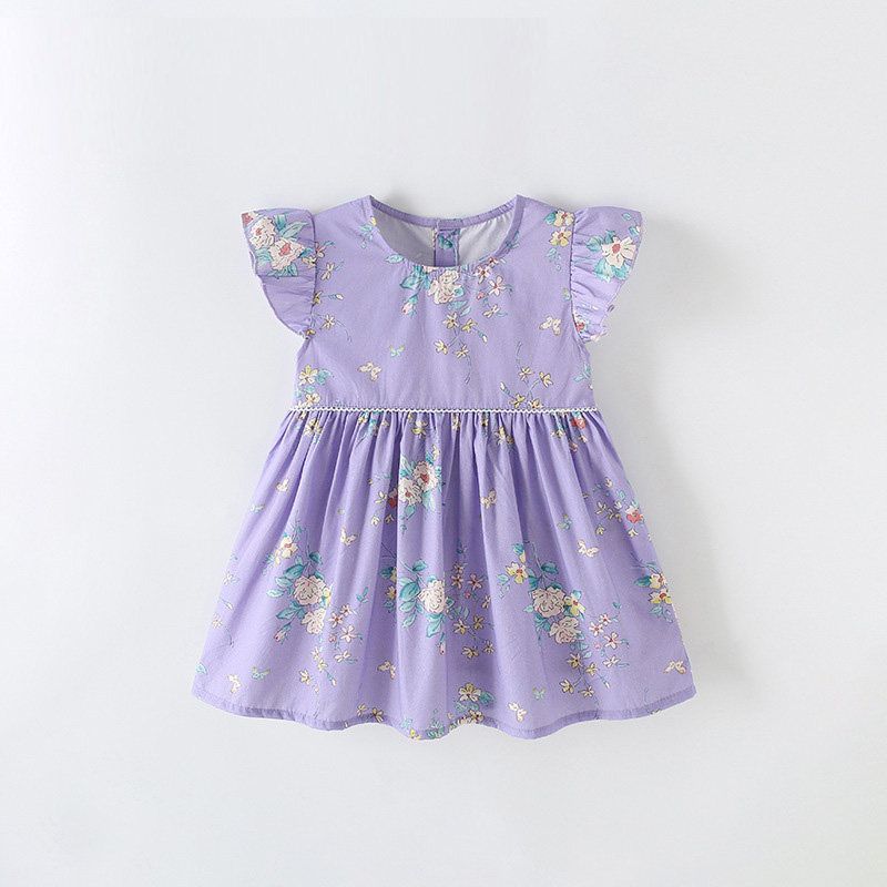Cross-Border Malwee Girl Princess Dress Summer New Arrival Short Sleeve Cute Little Girl round Neck Western Style Kids Dress 10252 150 cm