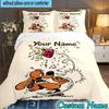 Custom Name 3PCS Dog Boule Bedding Set,Including  Duvet Cover And 2pcs Pillowcases Perfect for Bedroom,Dormitory,Fan Christmas gift