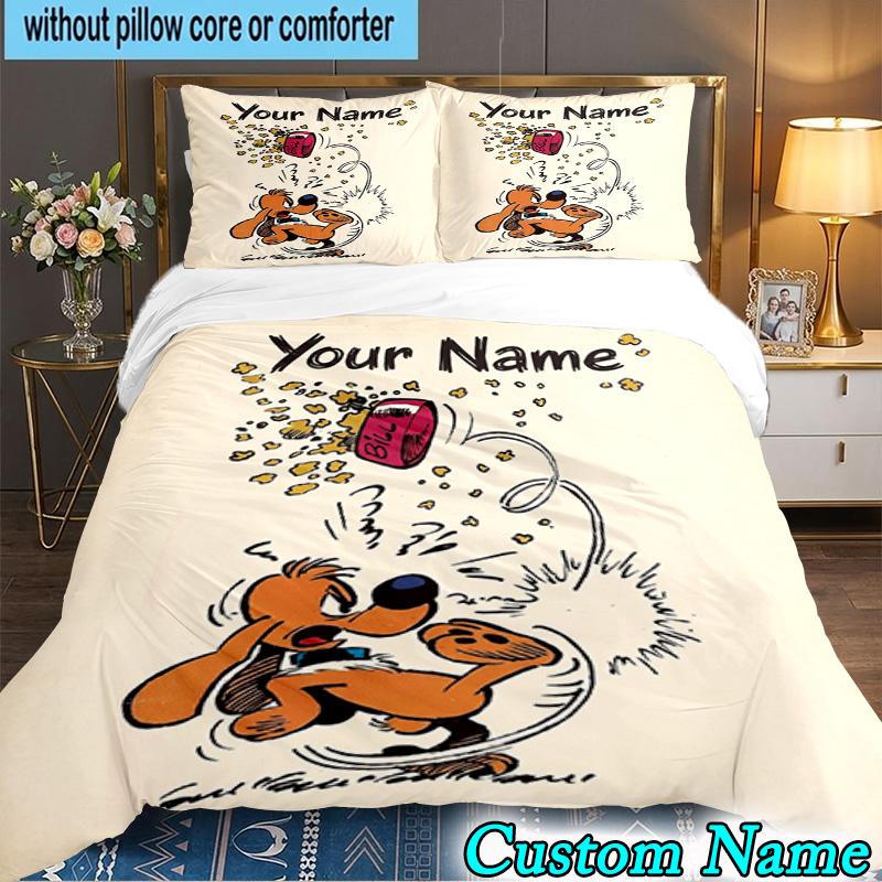 Custom Name 3PCS Dog Boule Bedding Set,Including  Duvet Cover And 2pcs Pillowcases Perfect for Bedroom,Dormitory,Fan Christmas gift