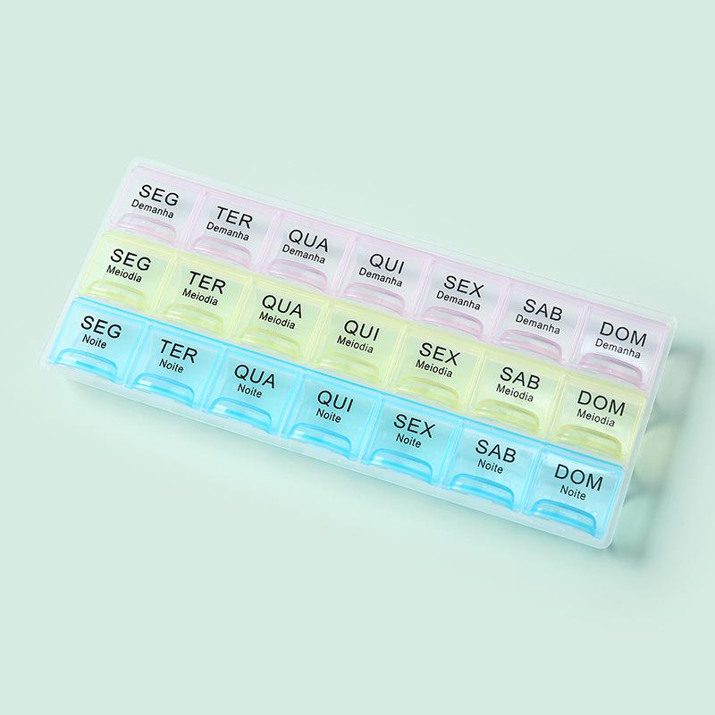 Transparent Moisture-Proof Weekly Pill Organizer with Compartments