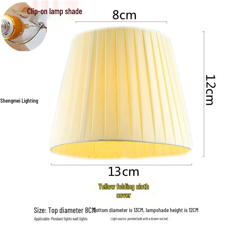 European Crystal Chandelier Fabric Lampshade, Clip-On, E27 Large Base, E14 Candle Bulb, Wall Light Shell Shade