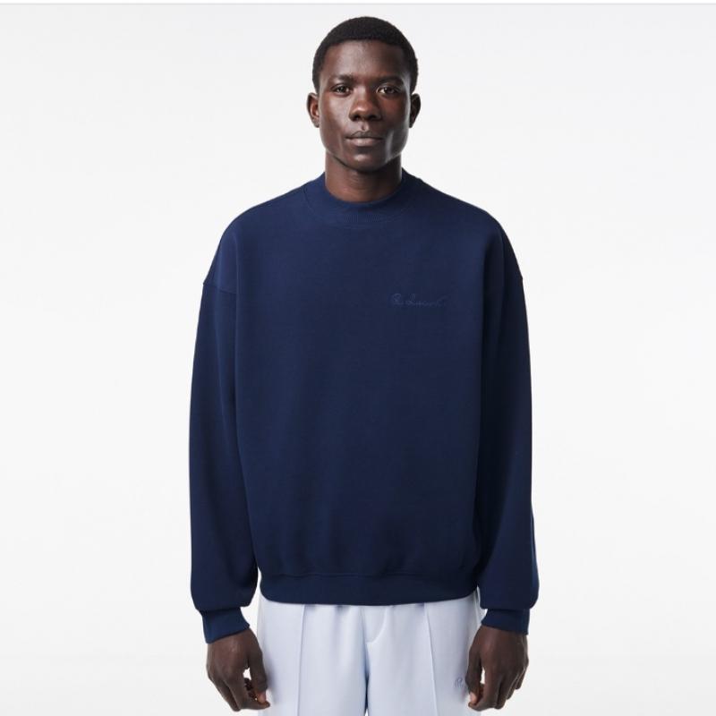 LacoSte Men S Signature Embroidered Match Mock Neck SweatShirt [navy]