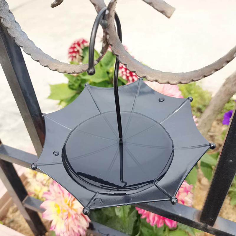 Umbrella Shaped Hanging Bird Feeder Outdoor Metal Bird Bath For Garden Bird Feeder Window Outside Hanging Bird Feeder Drinker
