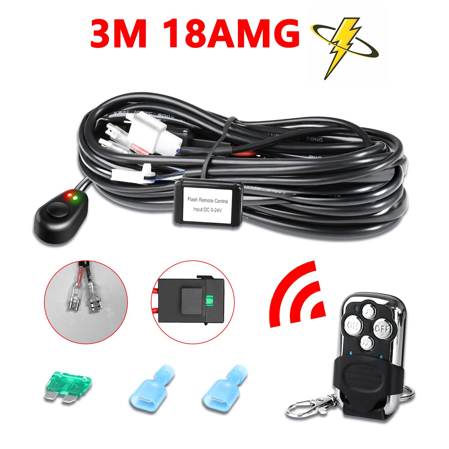 

MONDEVIEW LED Car Headlight Harness Switch Kit Off-road Vehicle Work Light Relay Cable Wire For Truck Boat 480W 16V 3m Wire Kit 3m fit 1 B