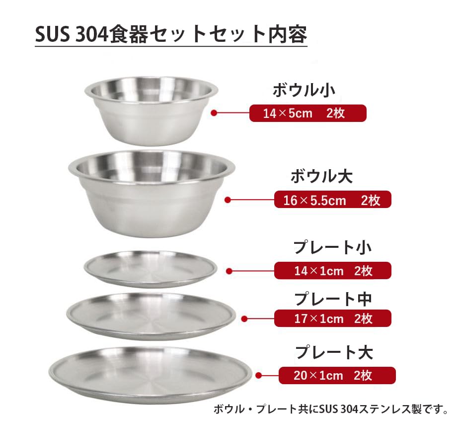 MAGNA SUS304 Stainless Steel Tableware Set Camping BBQ Outdoor Family Set