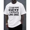 European Size Sun Rays,Waves, Lake Days Mens Comfort Colors Tshirt White Casual Graphic T Shirts for Summer Fall Perfect for Exercise Printed T-shirts