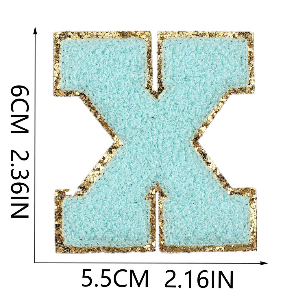 6Cm Towel Embroidery Lake Blue English Letter Embroidery Cloth Sticker Bag Decoration Patch Sticker Ironing Number Sticker