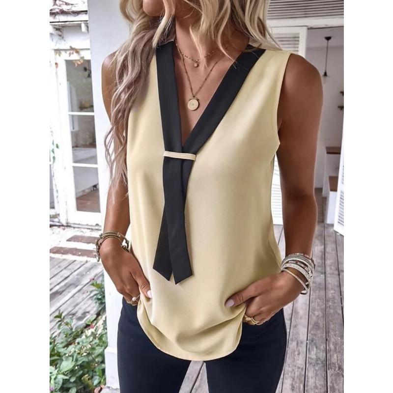 V-neck Sleeveless Casual Women’s Blouses & Shirts