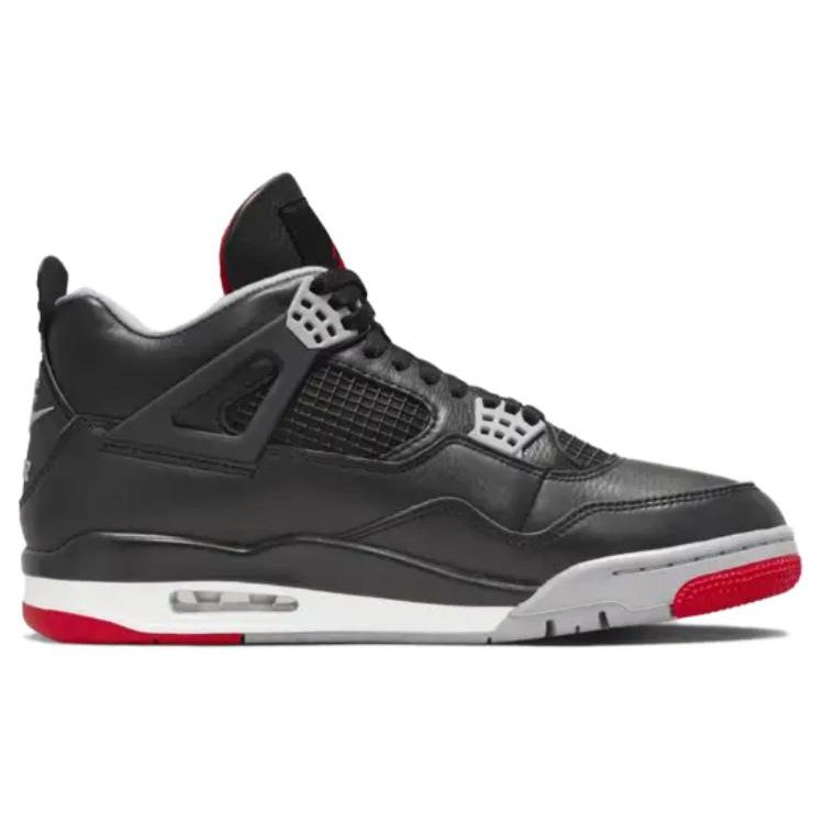 Air Jordan 4 Retro Bred Reimagined Unisex Sneakers Black Fire-Red Cement-Grey FV5029-006