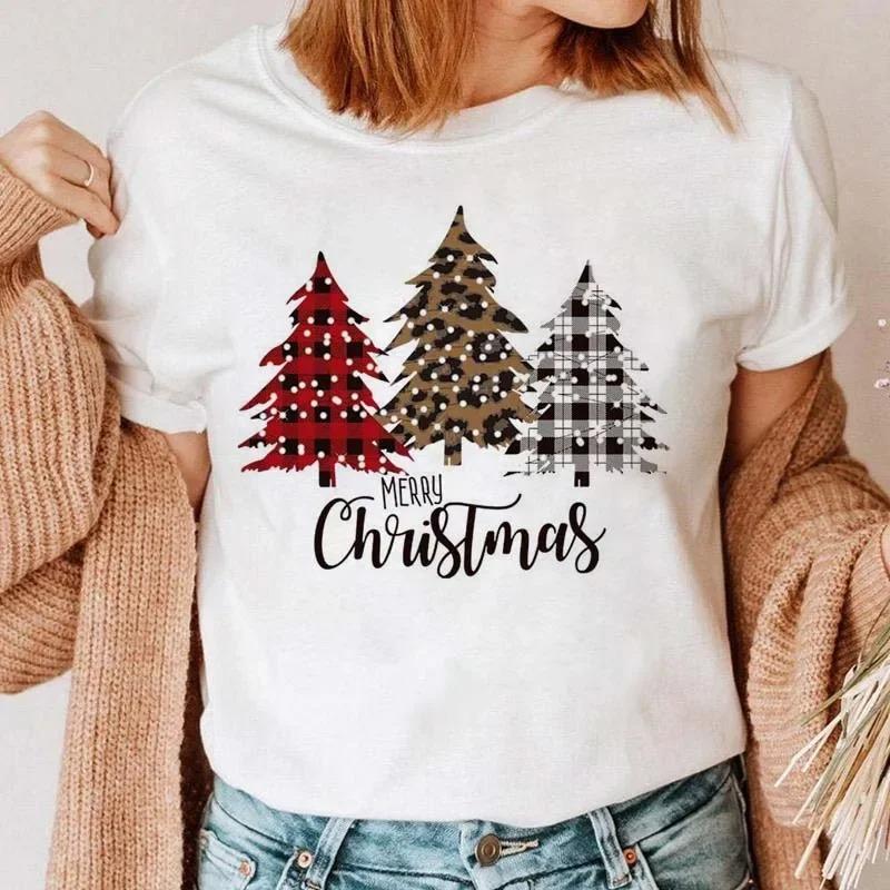1PC Christmas Snowman Tshirt New Year Christmas Tree Tshirt 2025 Printed Tshirt Womens Shirt Clothing Tshirt