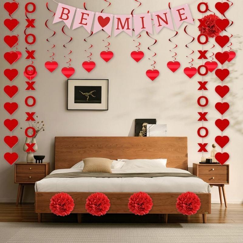 Valentines Day Party Decorating Hanging Banners Garlands Party Accessories X3UC