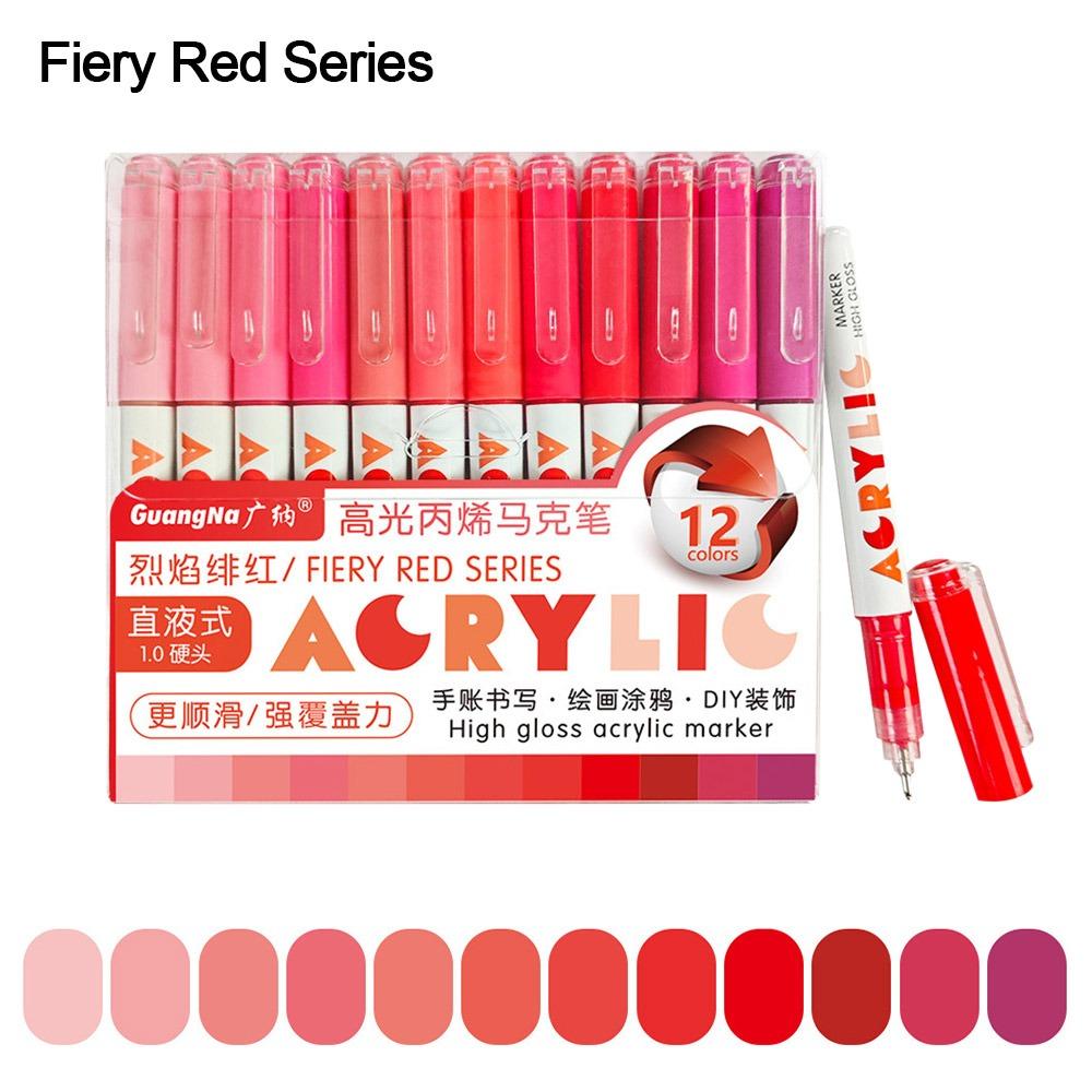 

Hardhead Acrylic Marker Pen High Gloss Straight Liquid Marker Painting Colour Pen DIY Crafts Fiery Red Series